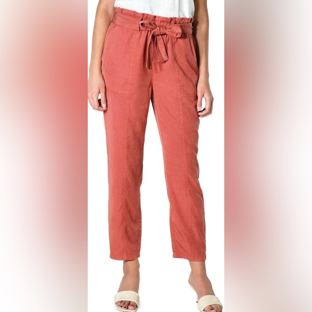 Sanctuary Coral Tie-Waist paper bag cropped ankle pants tencel casual L office